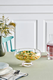 Ay Model Ayaklı El Yapımı Cam Salata ve Sunum Kasesi