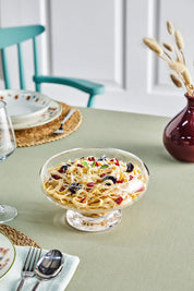 Ay Model Ayaklı El Yapımı Cam Salata ve Sunum Kasesi