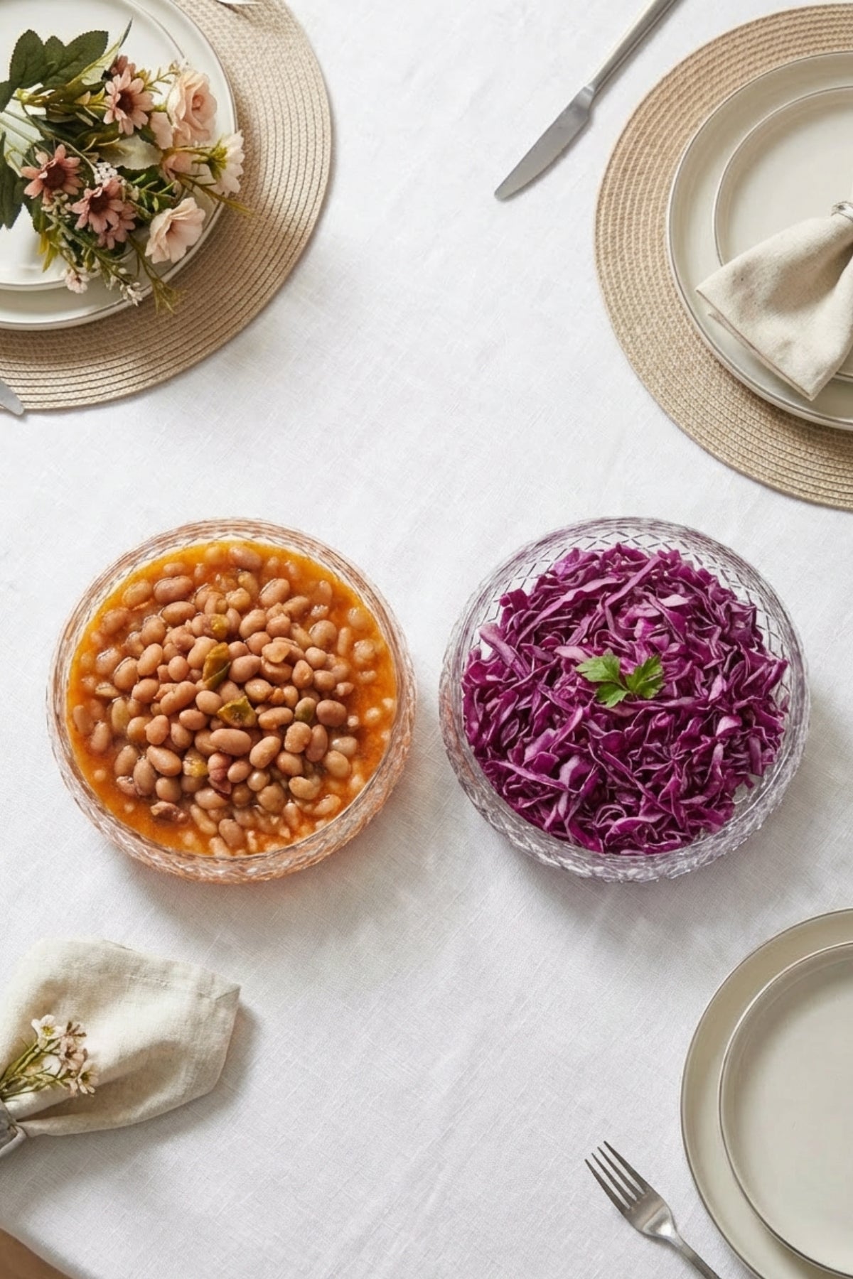Selen Concept Kafes Model El Yapımı Büyük Boy Cam Salata Kasesi 2 'li Set