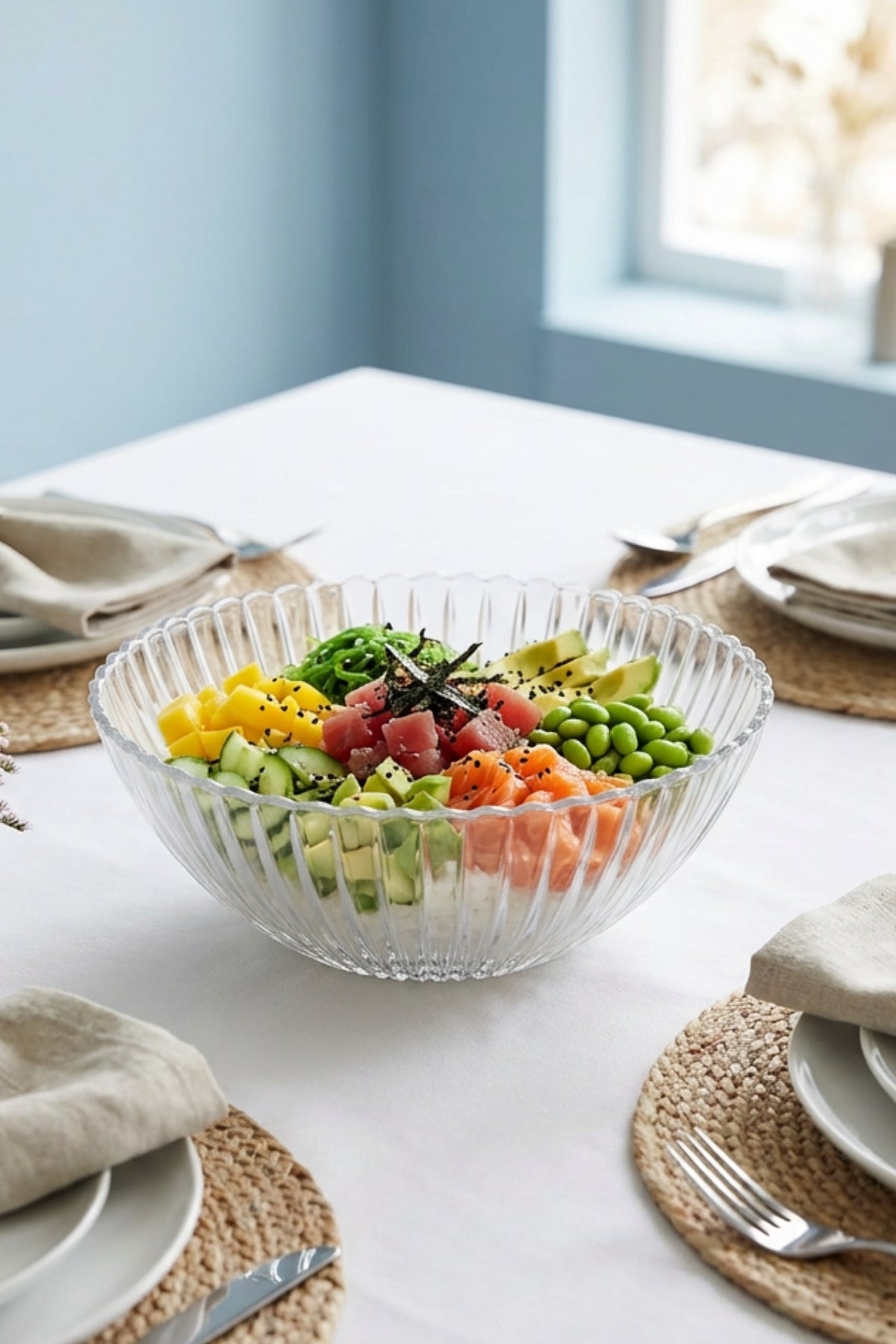 Selen Concept Çuha Model El Yapımı Cam Salata ve Sunum Kasesi 2'li Set