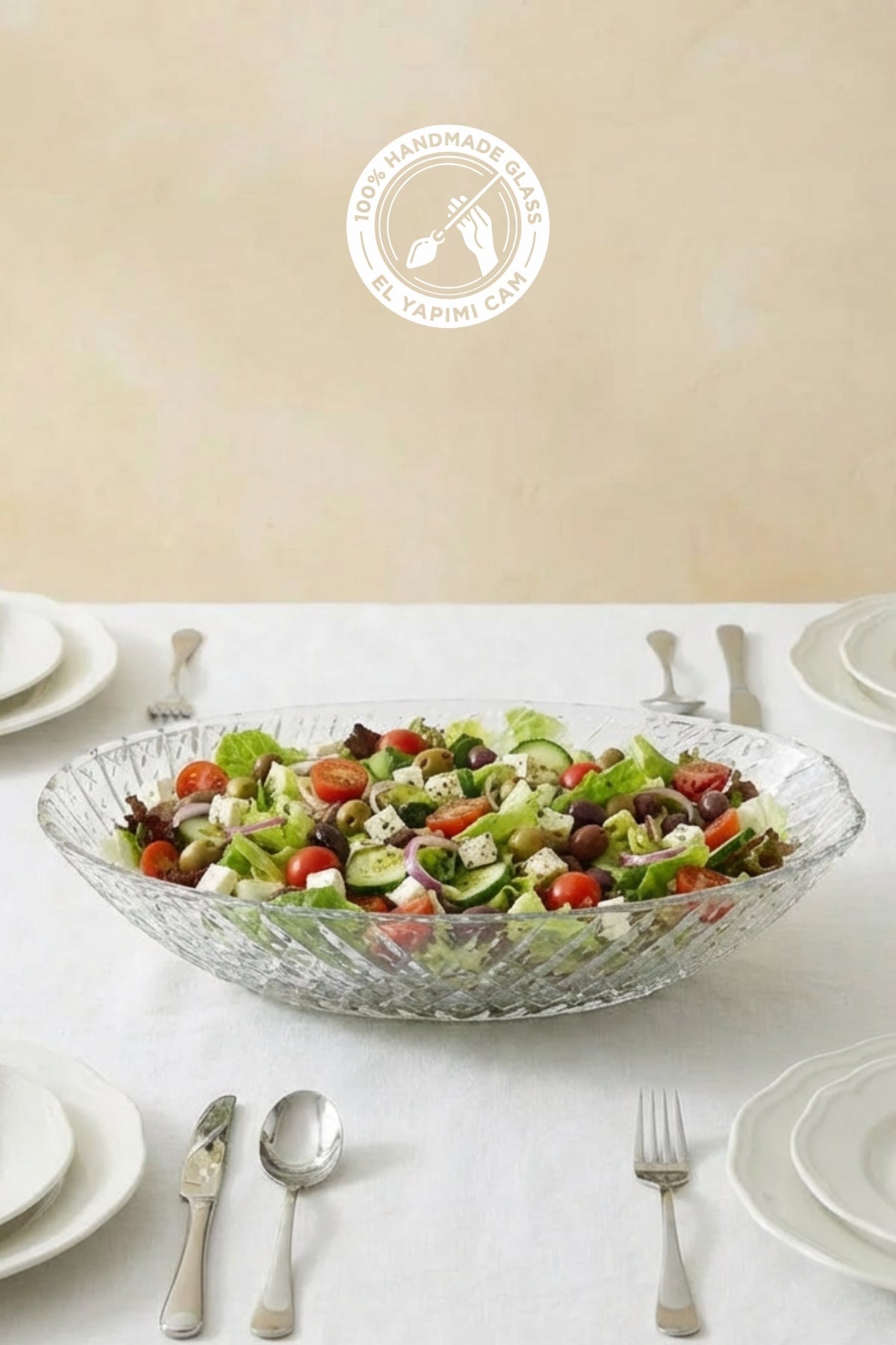 Selen Concept İnci Model El Yapımı Cam Gondol Salata Kasesi Meyvelik ve Sunumluk
