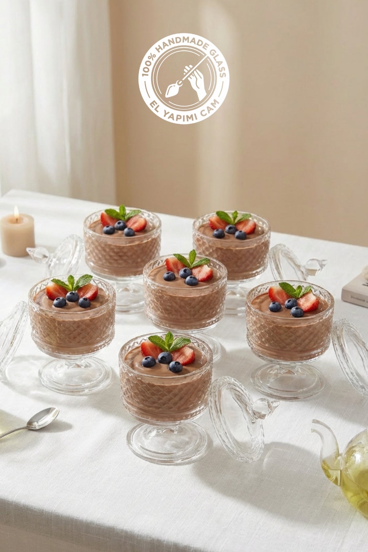 Selen Concept Şiler Model El Yapımı Cam Kurabiye ve Şekerlik 6'lı Set