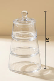 Glamis Piramit Model 3 Katlı El Yapımı Cam Kurabiyelik