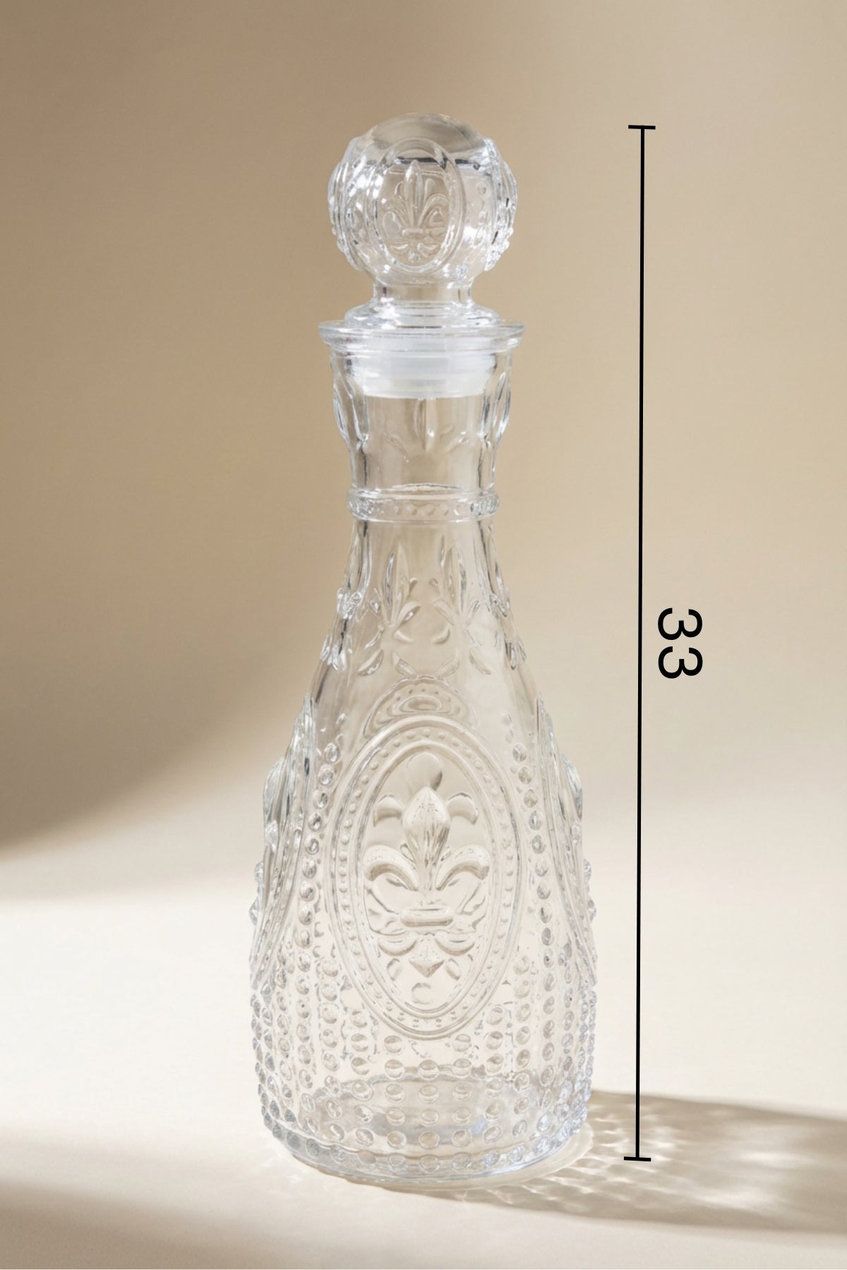 Glamis Fleur De Lis Model El Yapımı Cam Karaf 2 Bardaklı Set