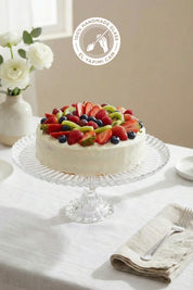 Selen Concept Damla Model Ayaklı El Yapımı Cam Yuvarlak Kek ve Pasta Sunumluk Tekli