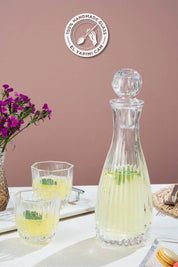 Glamis Cam Linea Iris Model El Yapımı Cam Karaf 2 Bardaklı Set