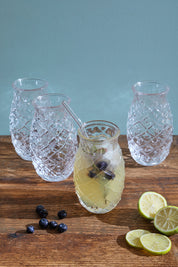 Glamis Cam Ananas Model Kokteyl Bardak 4'lü Set