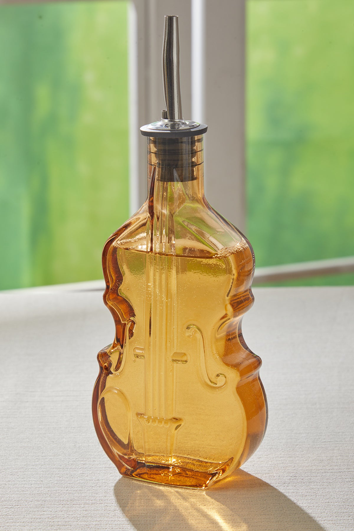 Selen Concept Keman Model El Yapımı Cam Yağdanlık Amber Renk